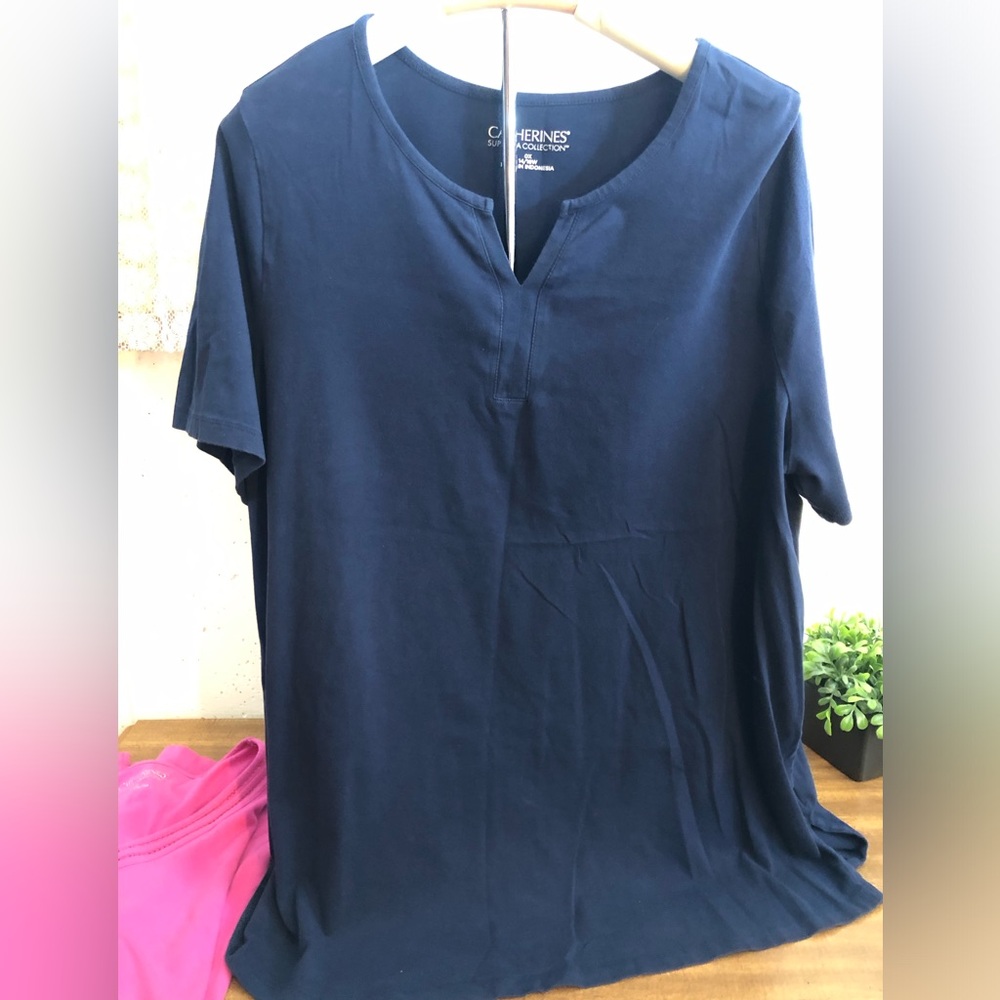 Catherines Suprema Short Sleeve Tees, Bundle qty 3 Navy, Pink & Black 14/16 0X
